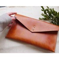 Handmade leather clutch bag, leather bag, ipad case, tablet holder, tan clutch, envelope purse. Made | Etsy (US)