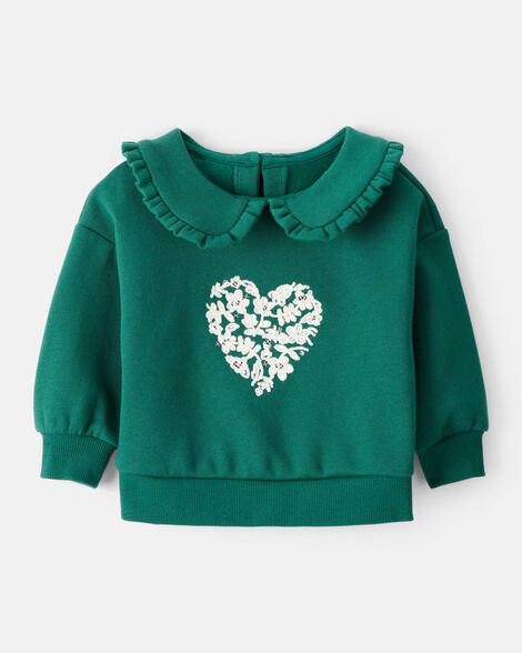 Baby Girl Heart Long-Sleeve Pullover Sweatshirt - Green | Carter's Inc
