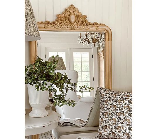 Cozy Cottage by Liz Marie 59" Carved Wood Standing Mirror - QVC.com | QVC