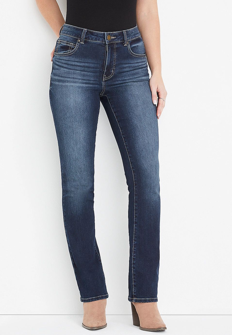 m jeans by maurices™ Everflex™ Straight Curvy High Rise Jean | Maurices