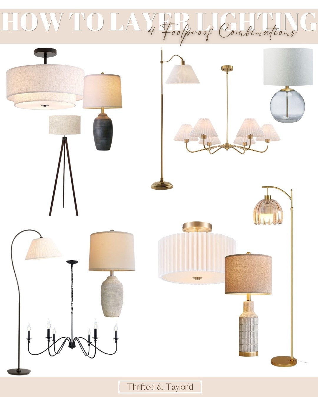 Layered lighting is one of those things that completely changes how a room feels—but it doesn’t have to be complicated. I put together four foolproof lighting combinations that work beautifully together, whether you’re styling a living room, bedroom, or dining space.
Each combo mixes overhead lighting with table lamps and floor lamps to create warmth, balance, and that cozy, finished look we all want. These are the kinds of setups designers rely on to make spaces feel inviting instead of harsh or flat.
If your room feels like it’s missing something, chances are it’s the lighting. You can shop each combination here and mix and match based on your space, ceiling height, and layout. 

#LTKHome
