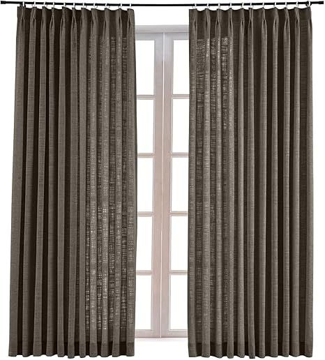 TWOPAGES 52 W x 96 L inch Pinch Pleat Darkening Drape Faux Linen Curtain Drapery Panel for Living... | Amazon (US)