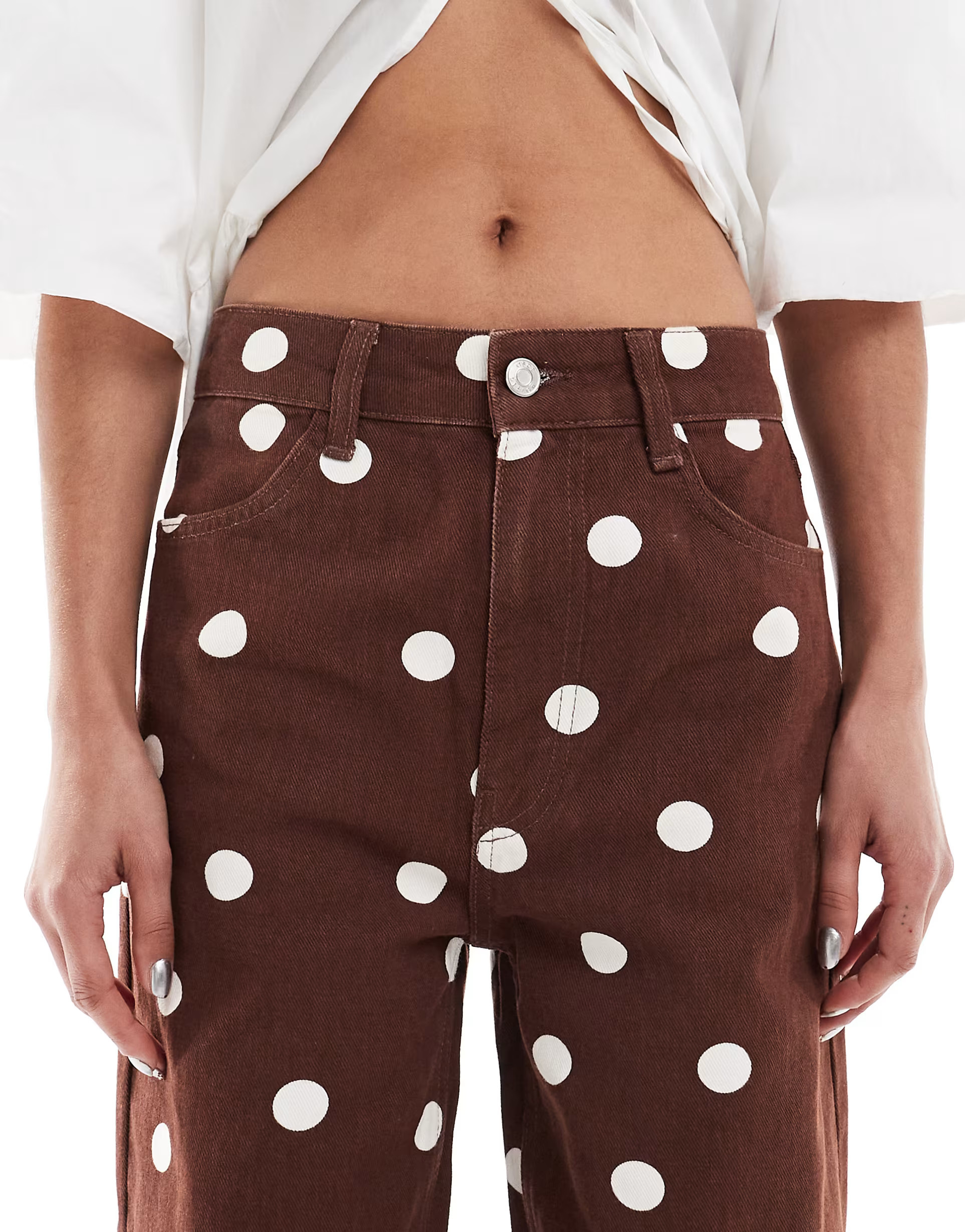 ASOS DESIGN dad jean in brown polka dot | ASOS (Global)