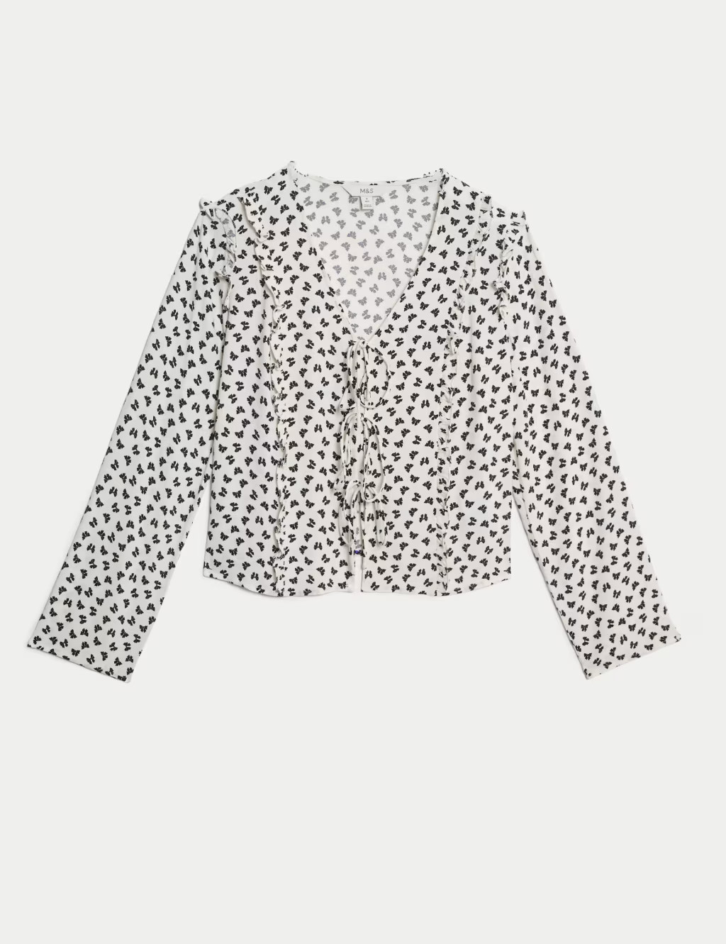 Printed Tie Front Ruffle Blouse | Marks & Spencer (UK)