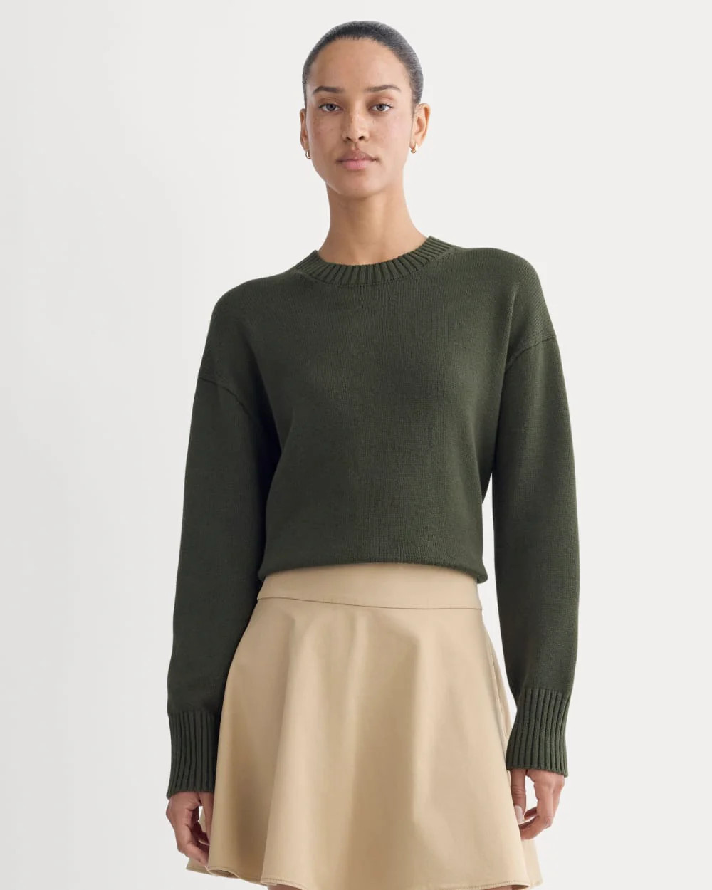 Everlane Boxy Sweater in Everyday Cotton | Dark Green | XXL | Everlane