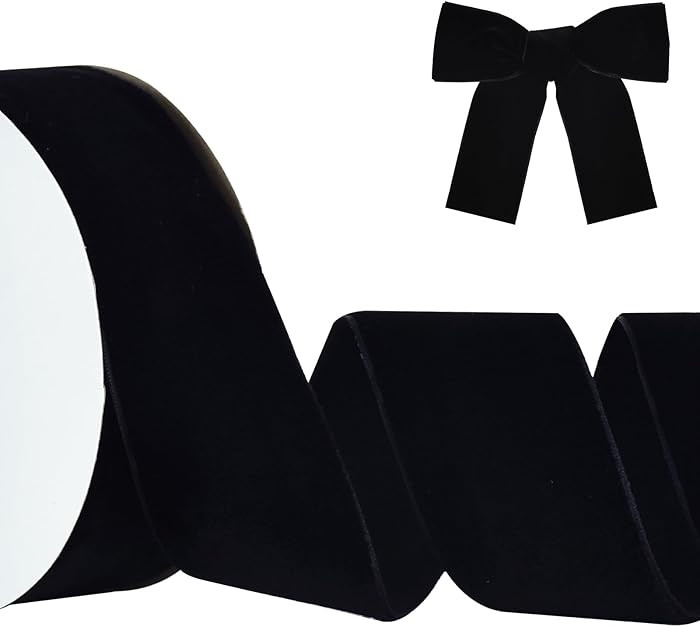 TONIFUL Black Velvet Ribbon 2 Inch x 10yds, Vintage Velvet Ribbons, for Christmas Wreath Decorati... | Amazon (US)