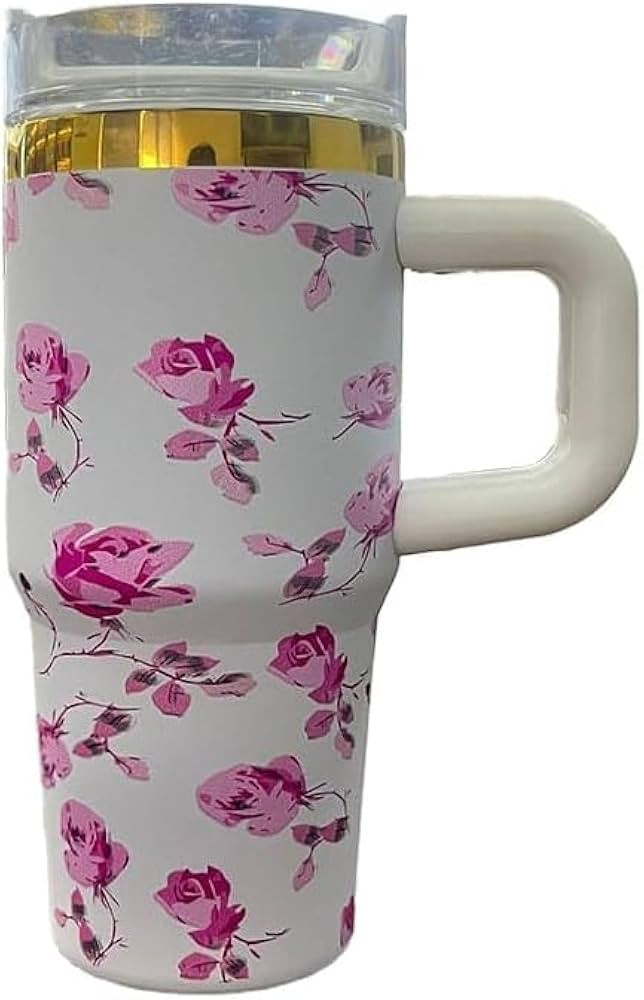 14 oz Tumbler with Handle and Straw, Insulated Double-wall Stainless Steel Cup with Straw Lid, La... | Amazon (US)