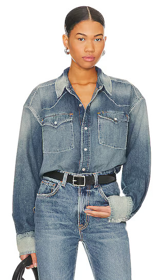 Orginal Oversized Western Shirt in Distressed Indigo | Revolve Clothing (Global)