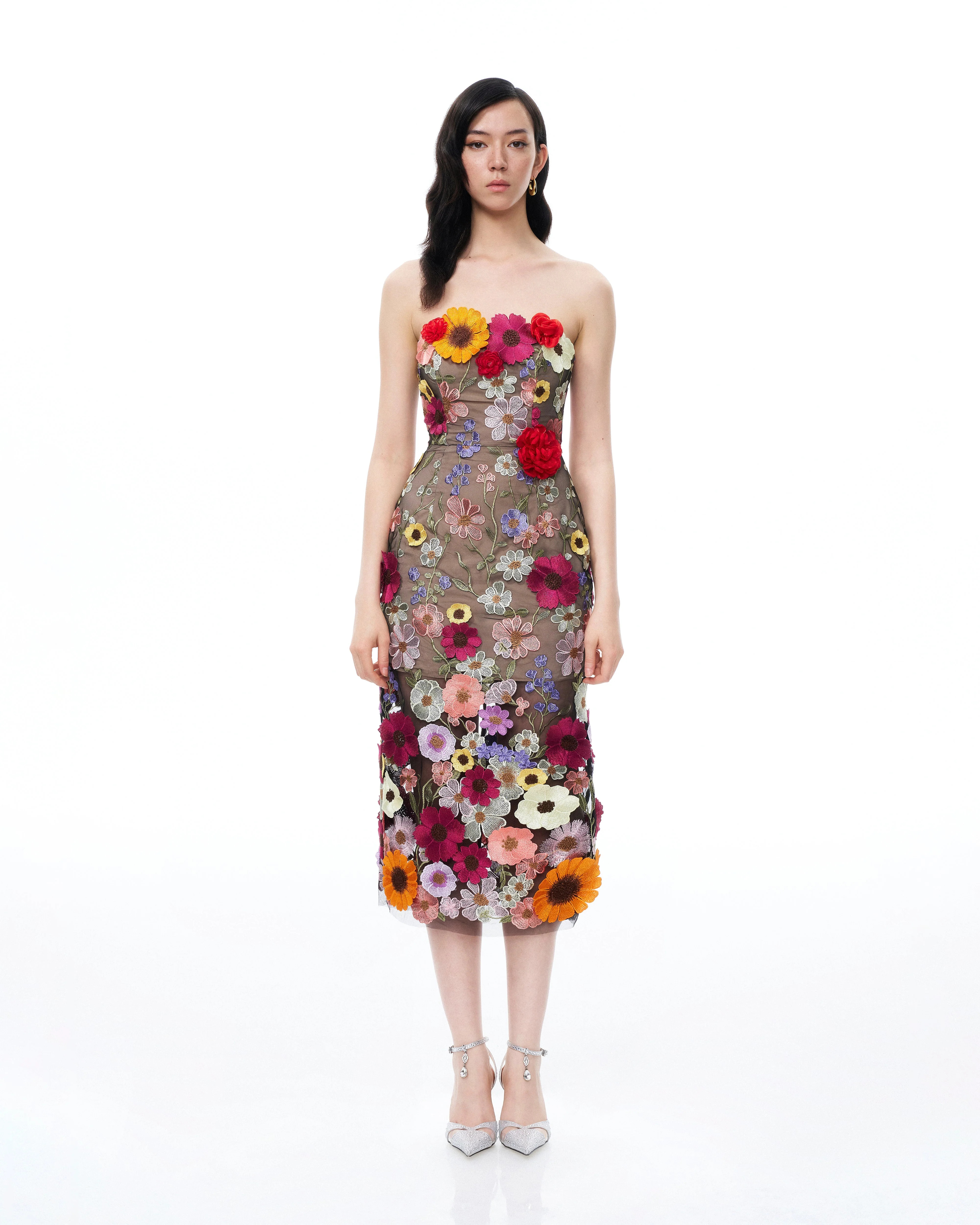 Isolde 3D Floral Embroidered Maxi Dress - Black Multi | JW PEI US