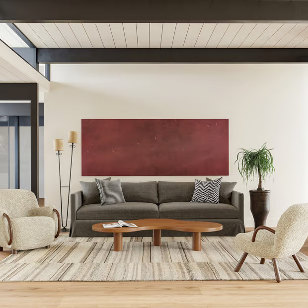 Beige Marble Striped Wool-Blend Area Rug | Rugs USA