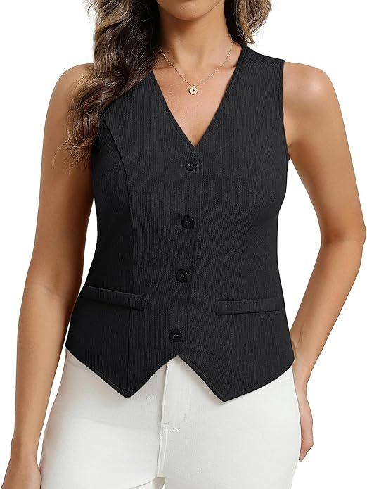 Belle Poque Womens Vest Top Trendy Knitted Waistcoat Sleeveless Button Down Tops Suit Vest Tops | Amazon (US)