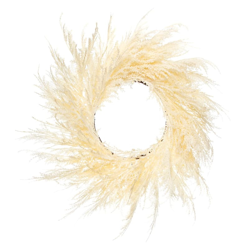 White Pampas Grass Wreath, 30" | At Home