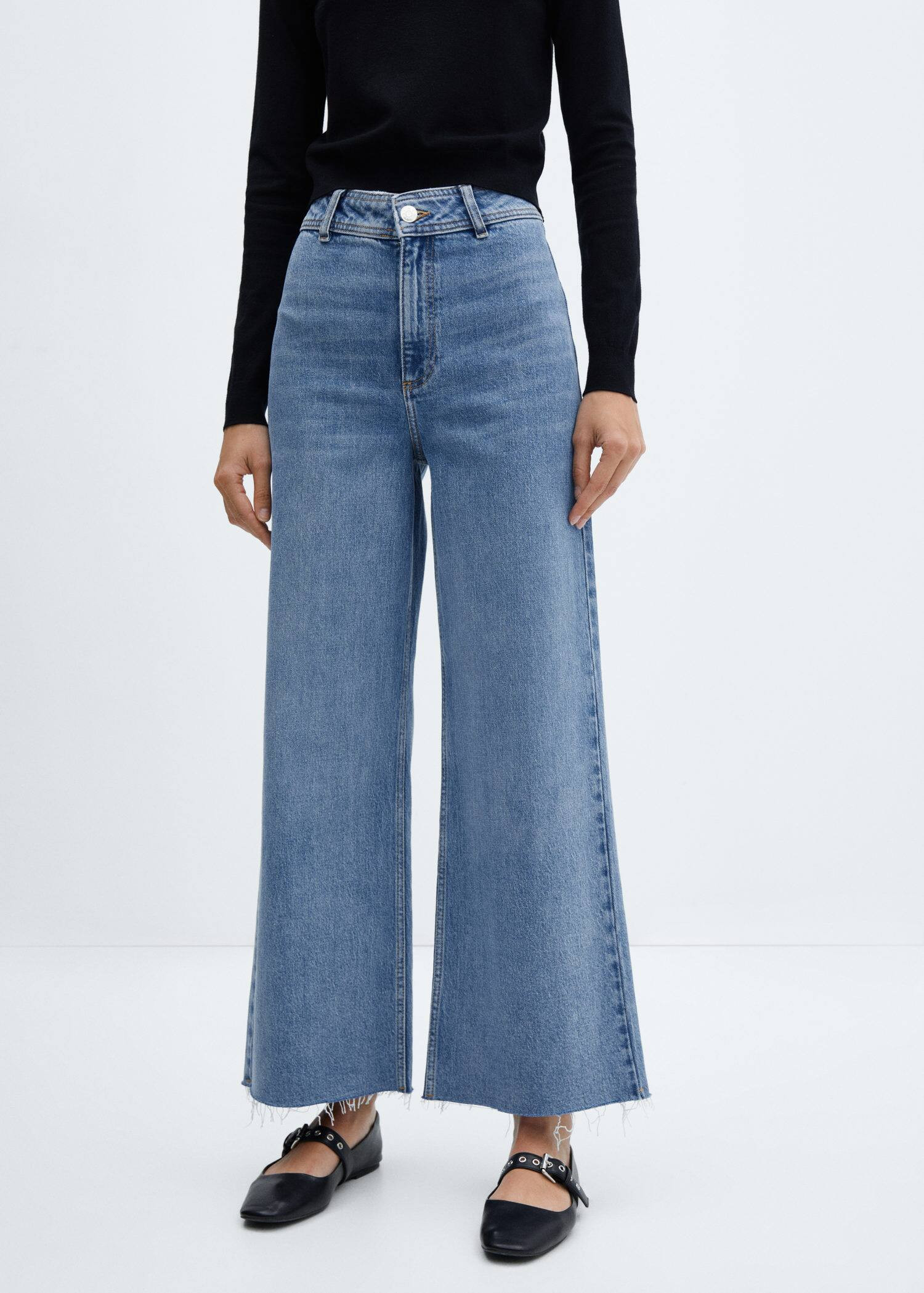 Jeans culotte high waist -  Women | Mango USA | MANGO (US)