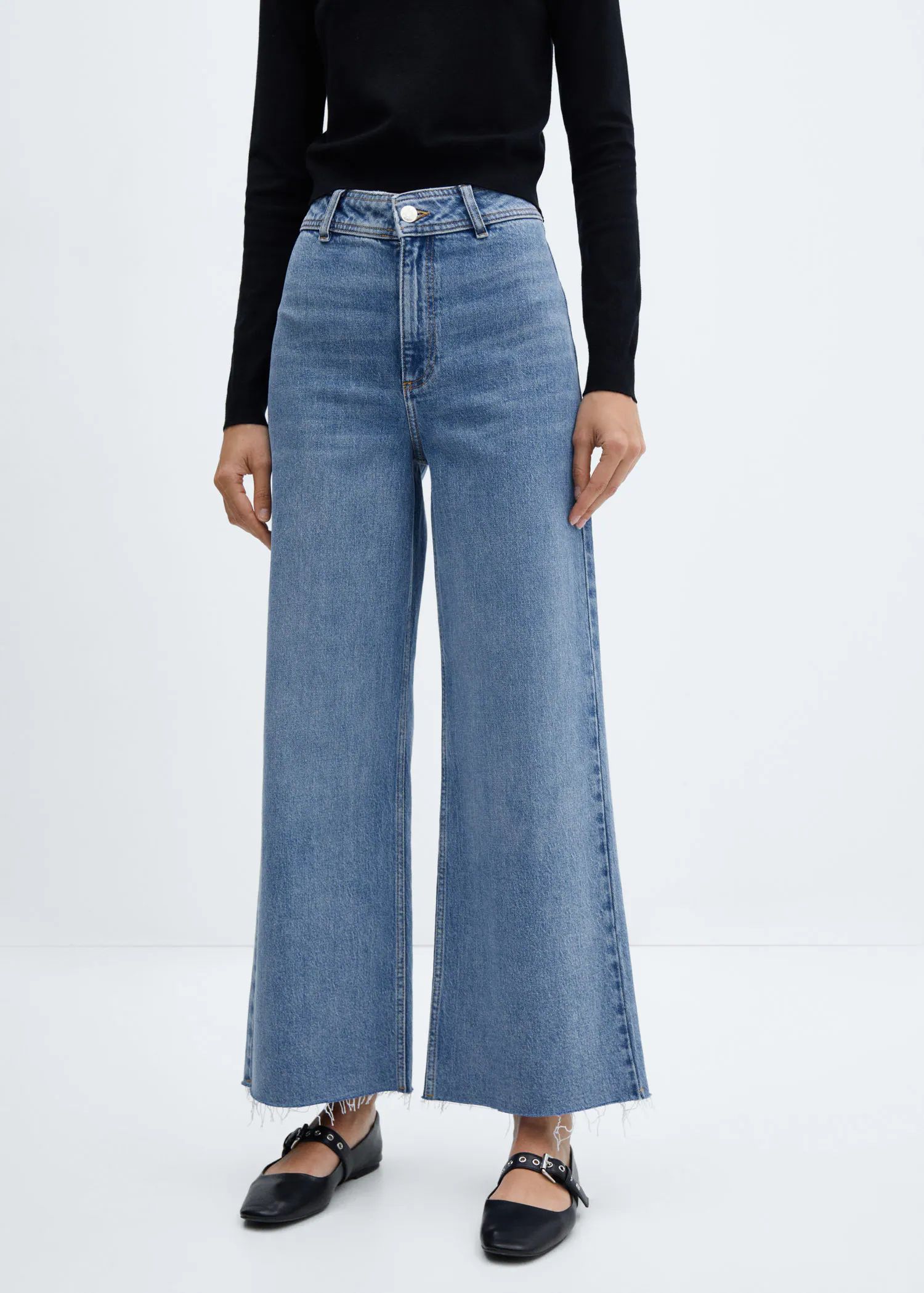 Jeans culotte high waist -  Women | Mango USA | MANGO (US)