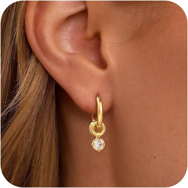Gold/Silver Hoop Huggie Earrings for Women Dainty Dangle Drop Dangling Dangly 14K Plated Stud Ear... | Amazon (US)