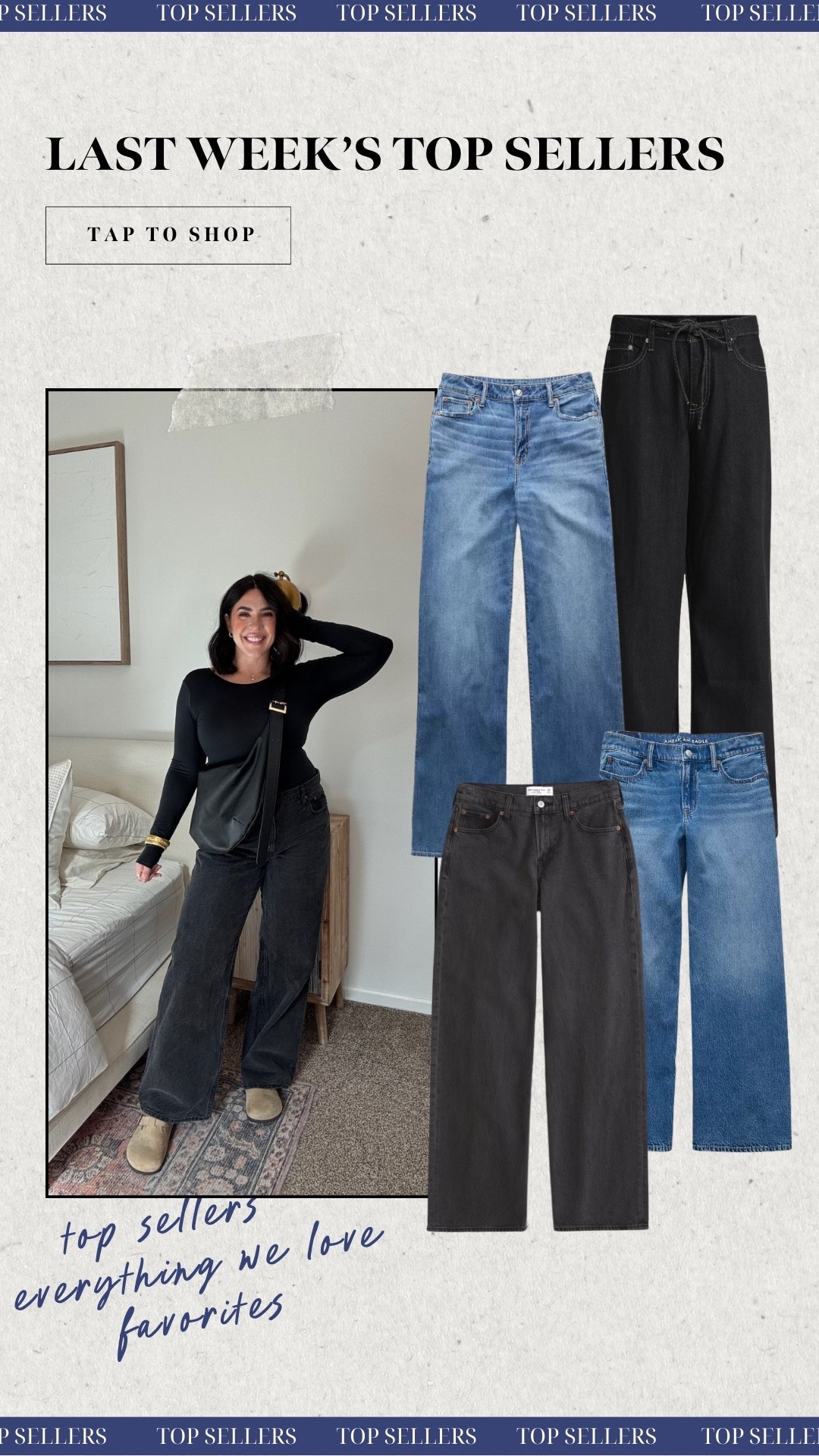 Last week's top sellers! Jean roundup

on sale Abercrombie low rise loose jean in distressed black, size 30 
Walmart tie jeans size 10
Dreamy drape size 10

#LTKSaleAlert #LTKFindsUnder50 #LTKSeasonal