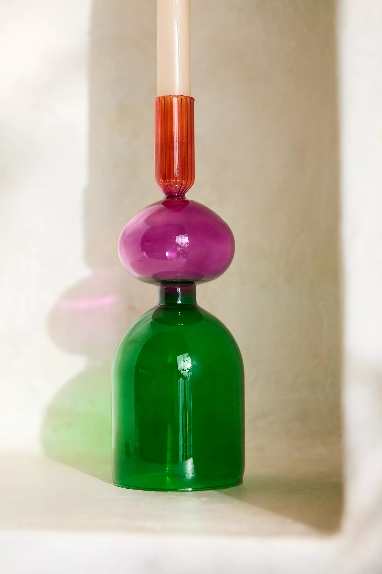 Colorblocked Glass Taper Holder | Terrain