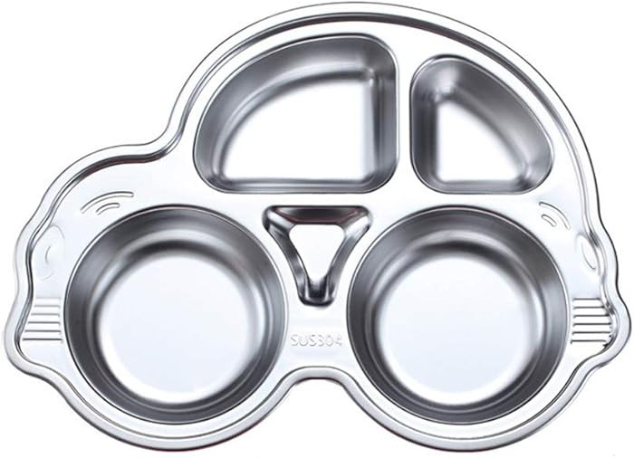 Stainless Steel Plate Divided Meal Tray Sections Dinner Dish for Babies, Toddlers and Kids Eating... | Amazon (US)