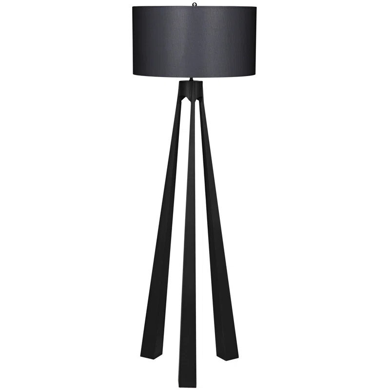 Lore 64'' Black Tripod Floor Lamp with Outlet | Wayfair North America
