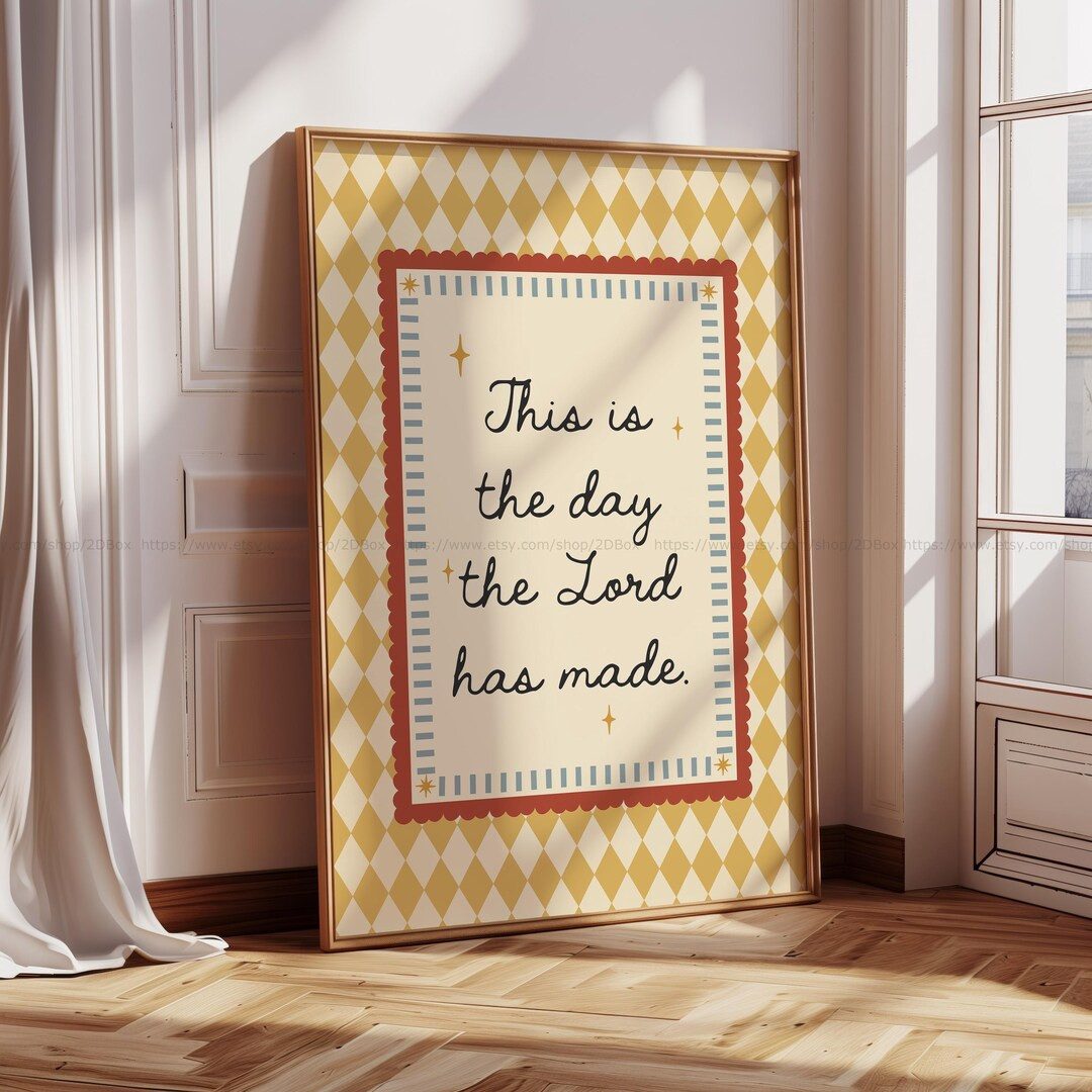 This is the Day the Lord Has Made Print Christian Wall Art Bible Quote Poster for Kids Room Color... | Etsy (US)