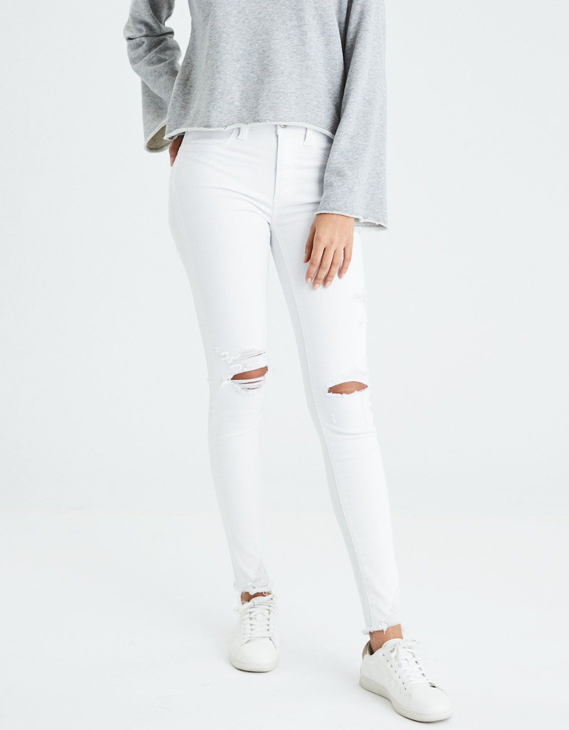 AE Ne(X)t Level High-Waisted Jegging, White Out Destroy | American Eagle Outfitters (US & CA)