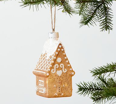 Pre-Lit Gingerbread House Ornament | Pottery Barn (US)