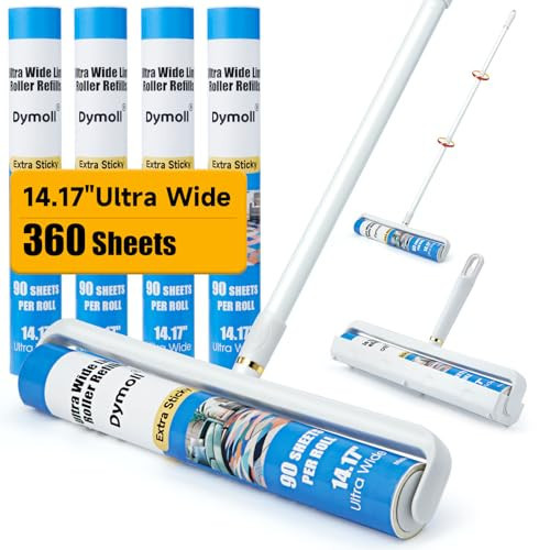 Dymoll 14.17" Large Lint Rollers for Pet Hair Extra Sticky, 360 Sheets Roller with Long Handle for Cleaning Carpets, Clothing, Couch, Furniture Wall Cleaner Mop Dust Remover | Amazon (US)