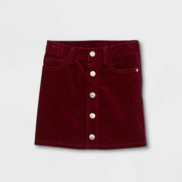 Toddler Girls' Corduroy Button-Front Skirt - Cat & Jack™ Burgundy | Target