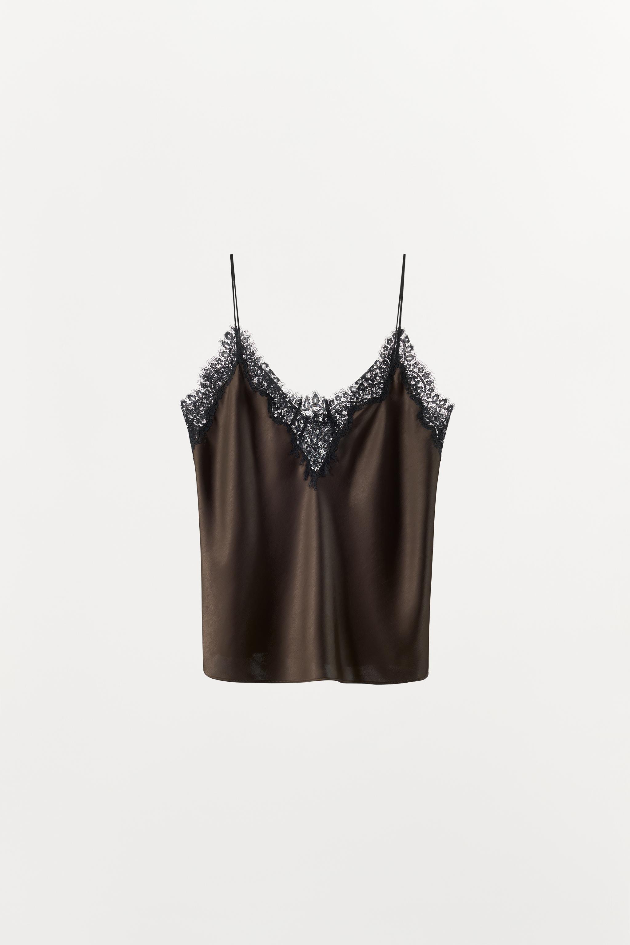 SATIN EFFECT LACE TOP | Zara US