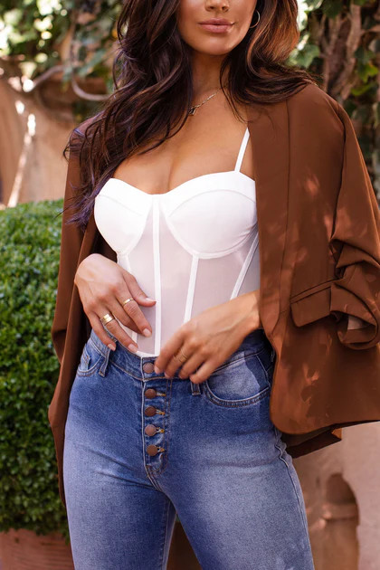 Uma White Mesh Corset Bodysuit | Shop Priceless