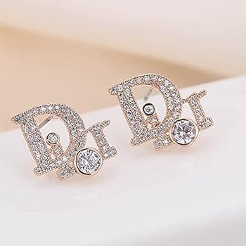 Sterling Silver Hypoallergenic Cubic Zirconia Earrings Colorful Crystal Alphabet Rhinestones Stud Ea | Amazon (US)