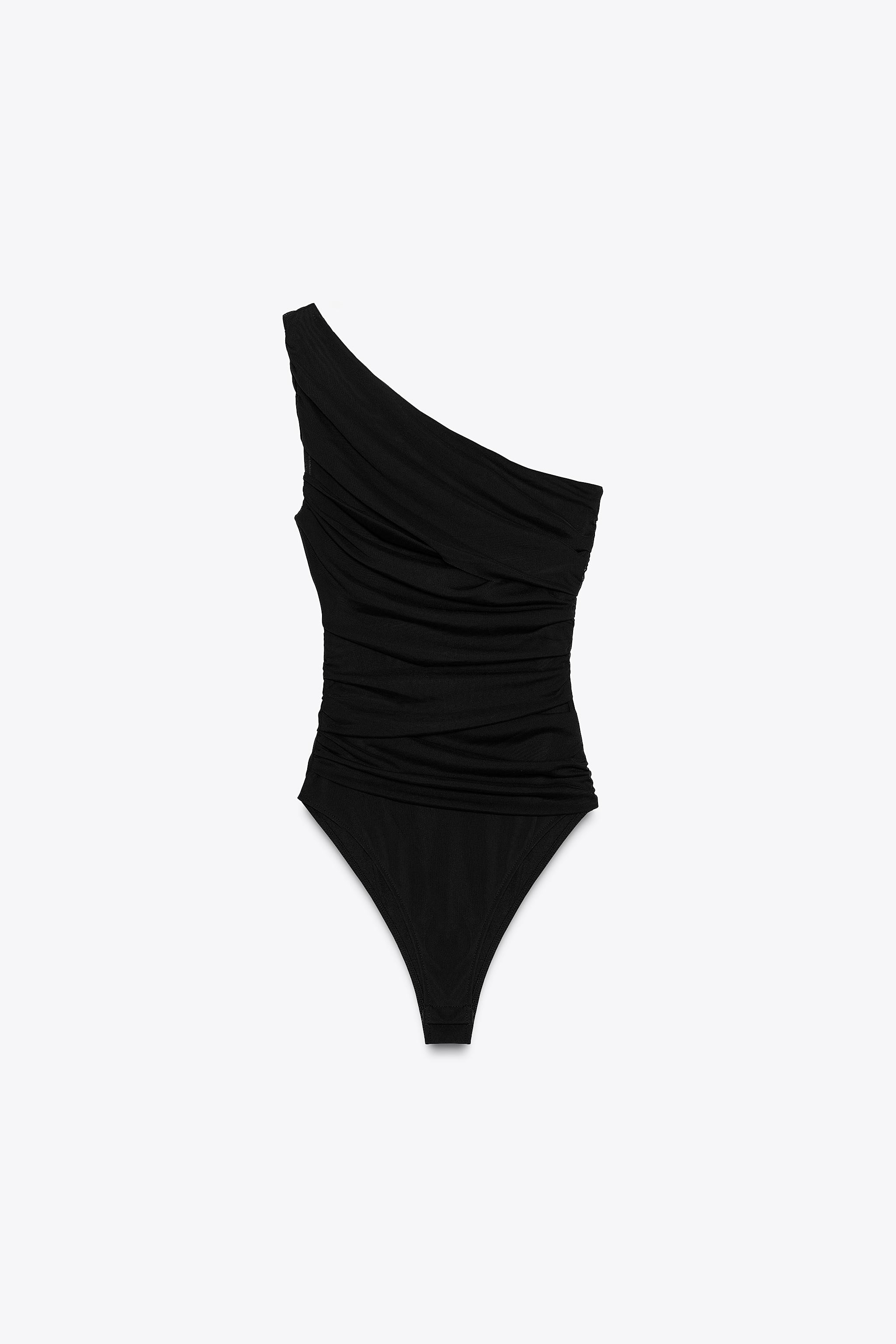 ASYMMETRIC DRAPED TULLE BODYSUIT | Zara US