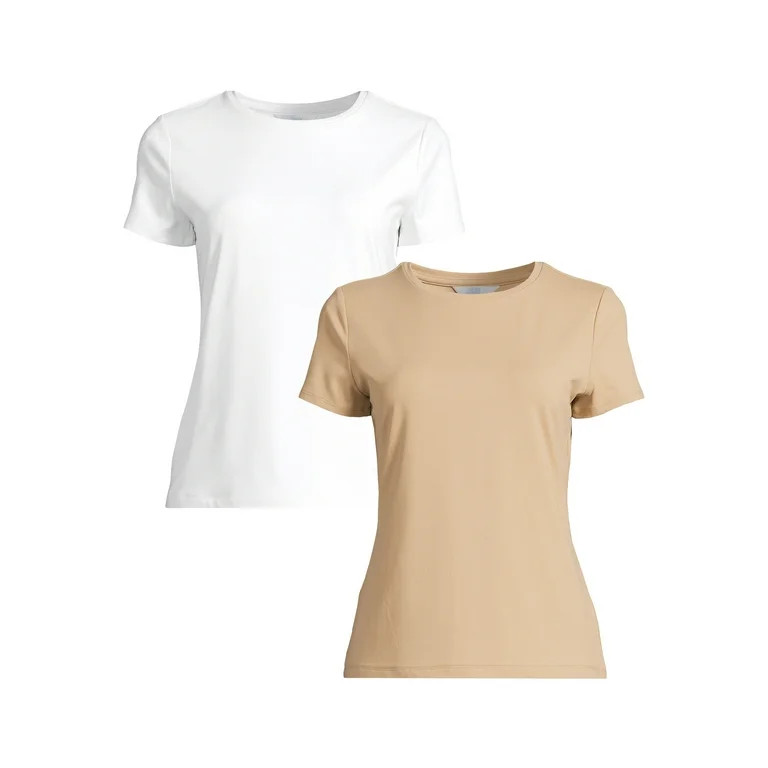 Time and Tru Women's Smoothing Tee with Short Sleeves, 2-Pack, Sizes XS-XXXL | Walmart (US)