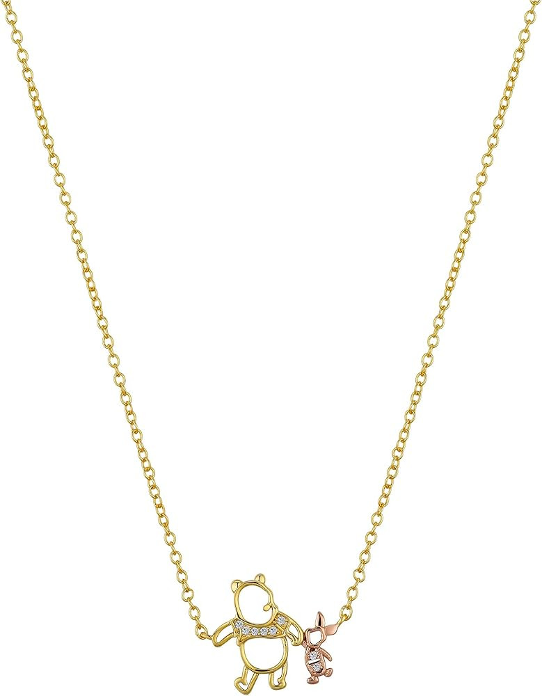 Amazon Essentials Disney Plated Winnie The Pooh & Piglet Pendant Necklace | Amazon (US)