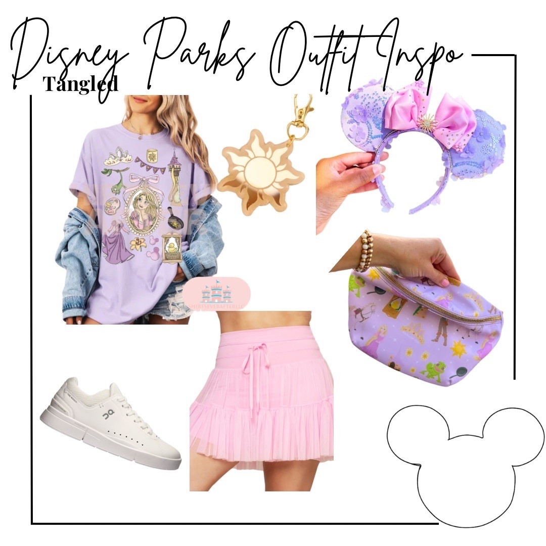 Disney parks outfit inspo - tangled Rapunzel - sketch design graphic tee from Etsy, purple floral ears from Etsy, bubblegum pink pirouette skirt from Popflex, tangled belt bag from Etsy/best shop ever, tangled sun bag charm from Baxter and co, on Roger white sneakers 

ootd, Outfit inspo, Disney princess finds, Disney parks Outfit, Disney bound,  under $50 outfit, affordable outfit, casual outfit, Disney seasonal , Etsy finds, Disney outfit, Mickey ears, minimal Disney style, #ltkdisney, Disney ears, Disney aesthetic, theme park outfit, Disney parks outfit ideas, comfy Disney outfit, small business finds

#LTKootd #LTKvlog #LTKTravel