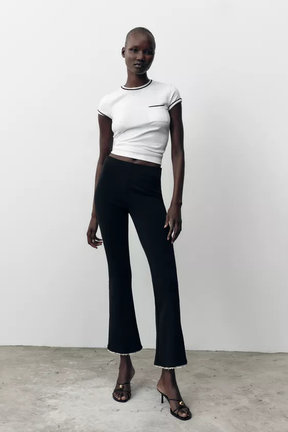 T-SHIRT WITH METALLIC THREAD TRIM | Zara UK