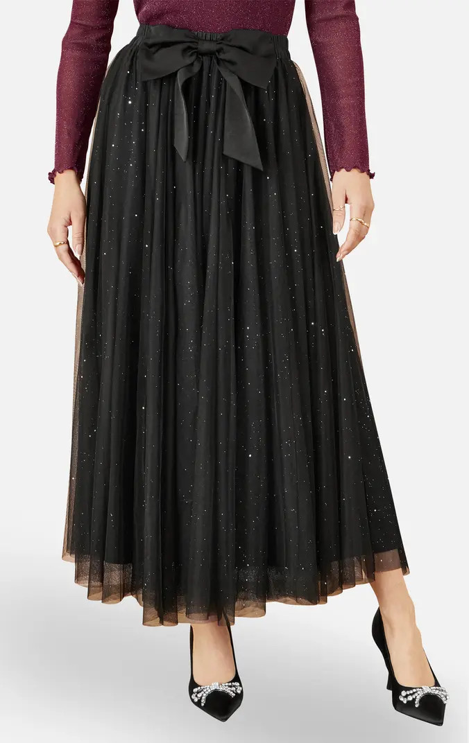 Yumi Sparkle Mesh Tulle Skirt With Satin Bow | Nordstrom | Nordstrom