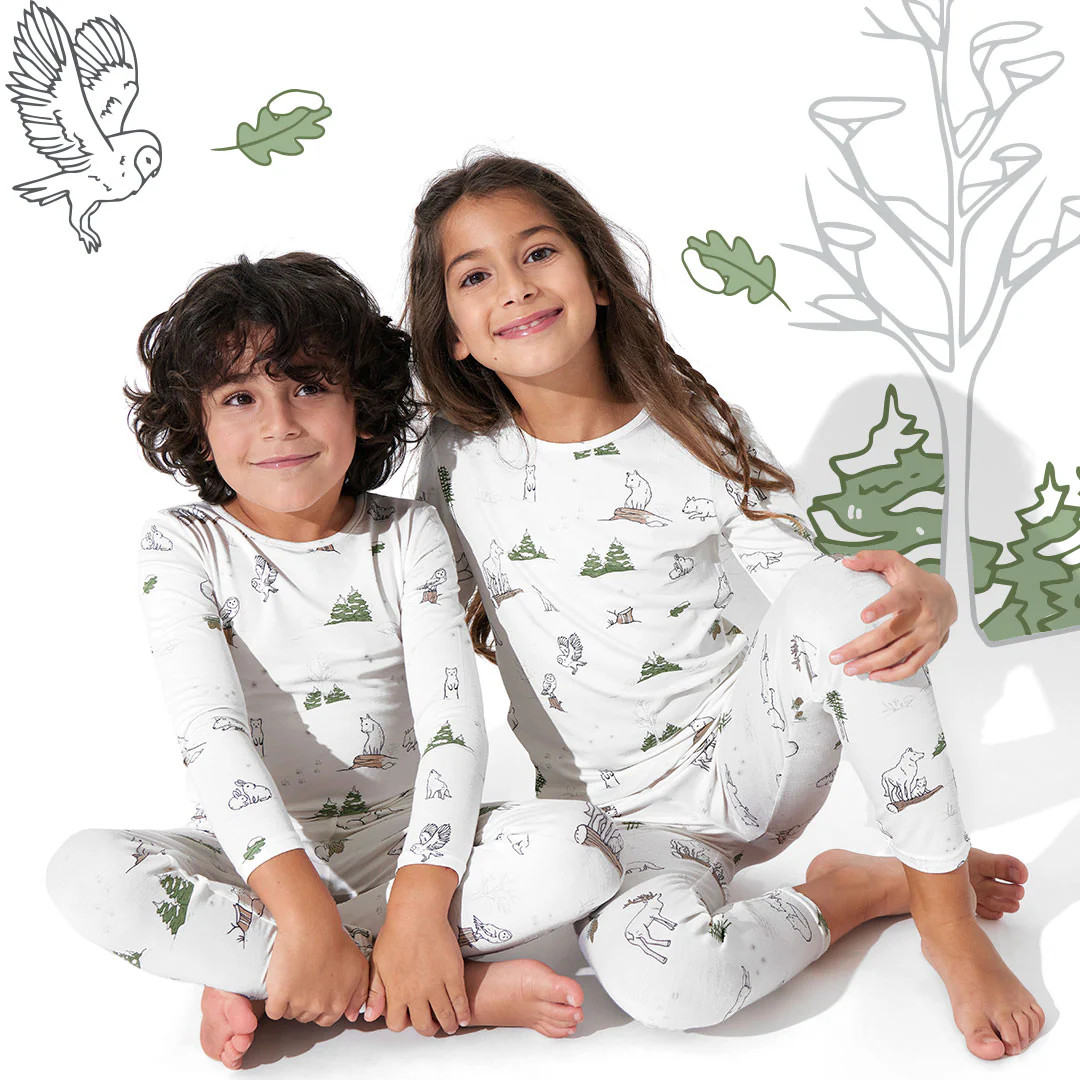 Winter Forest Animals Bamboo Kids Pajamas | Bellabu Bear