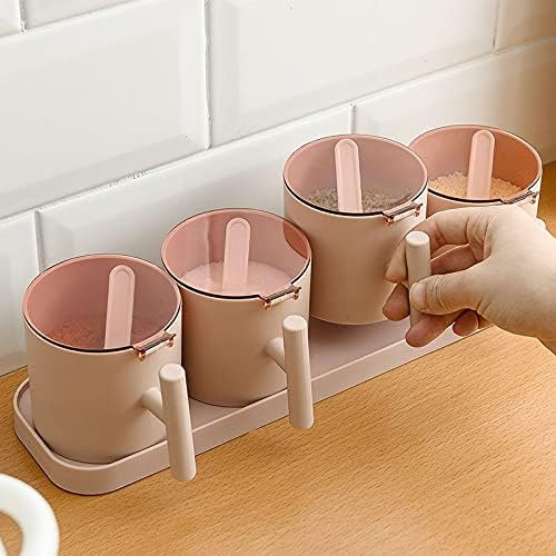 Spice Jar Kitchen Condiment Container,4 Grids Square Seasoning Box,Clear Seasoning Storage Contai... | Amazon (US)