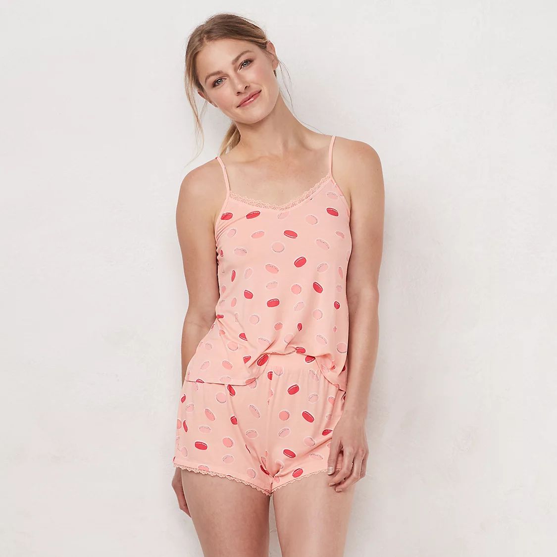 Women's LC Lauren Conrad Lace Trim Sleep Cami & Pajama Shorts Set | Kohl's