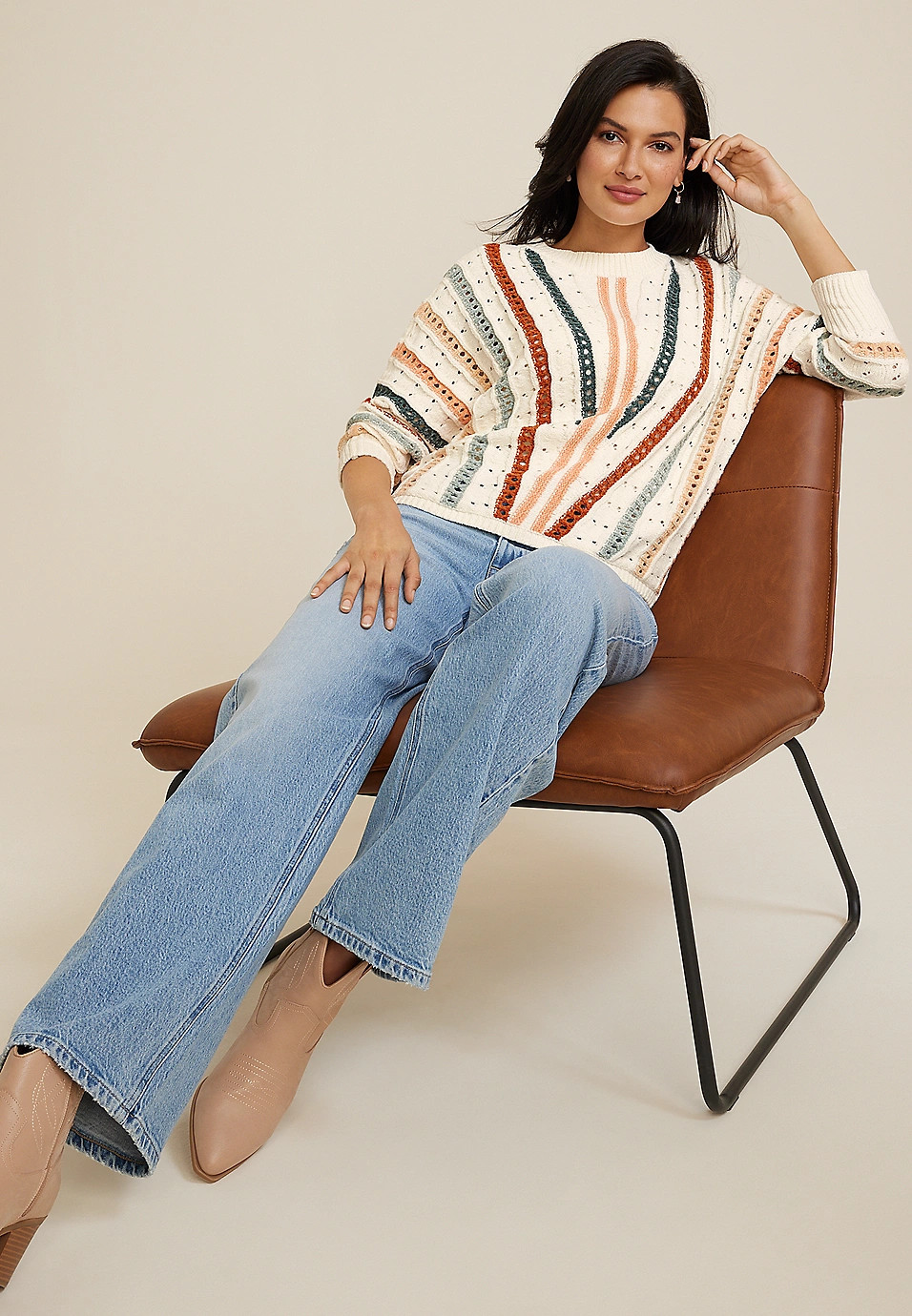 Chenille Striped Dolman Sweater | Maurices