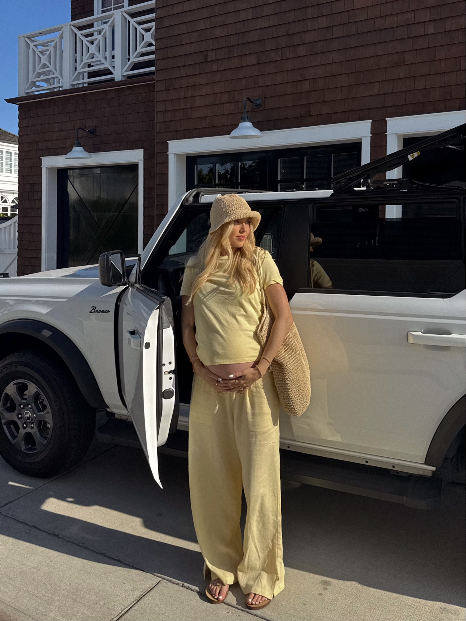 Summer maternity outfit inspo. Butter yellow outfit 

#LTKFindsUnder50 #LTKSummerEdit #LTKBump
