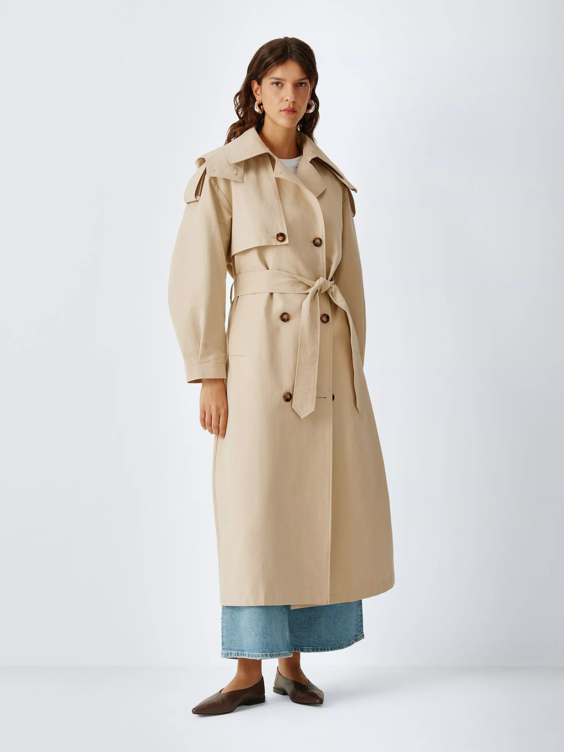 AND/OR Hooded Relaxed Fit Trench Coat, Natural | John Lewis (UK)