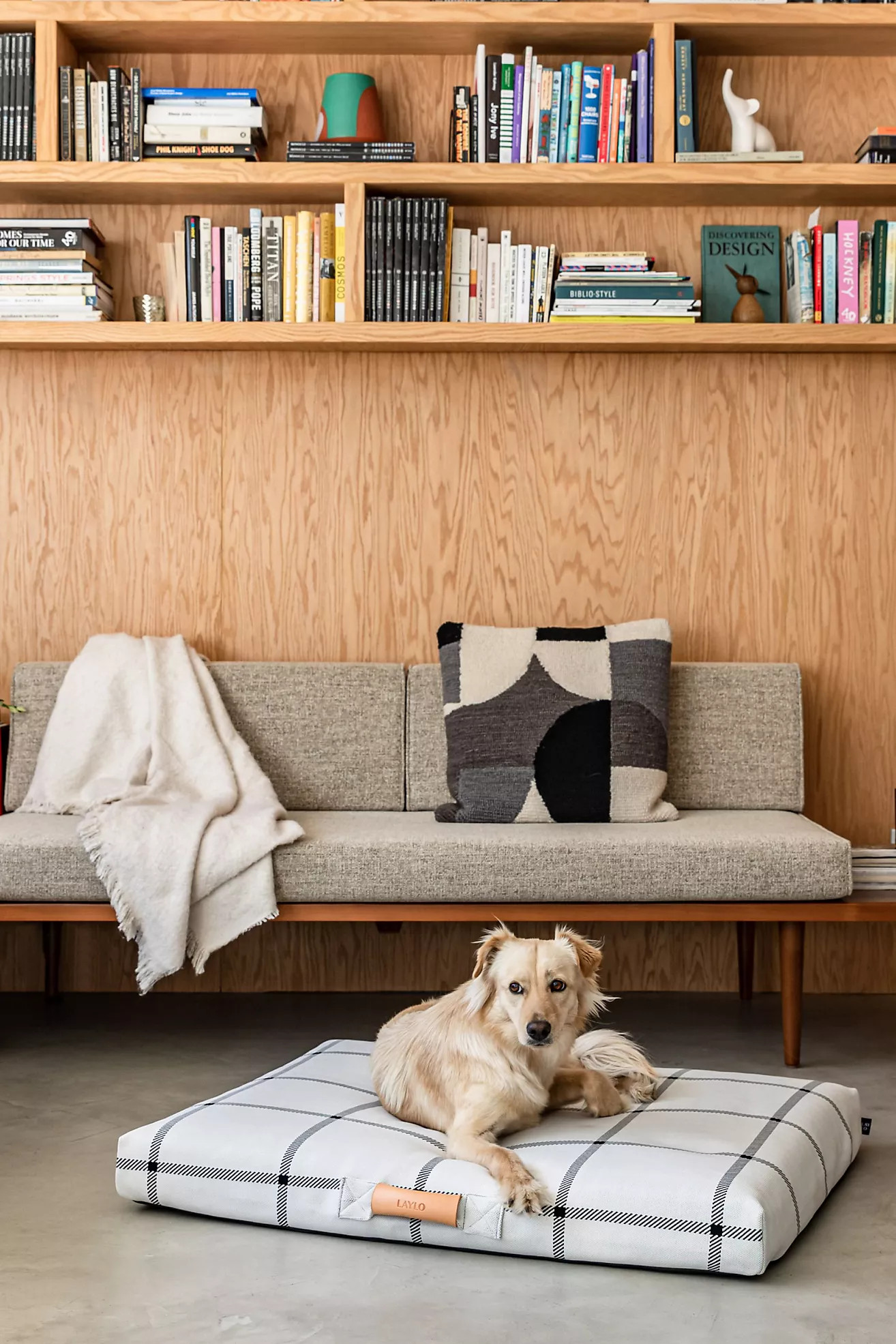 LAY LO Pets White Plaid Dog Bed | Anthropologie (US)