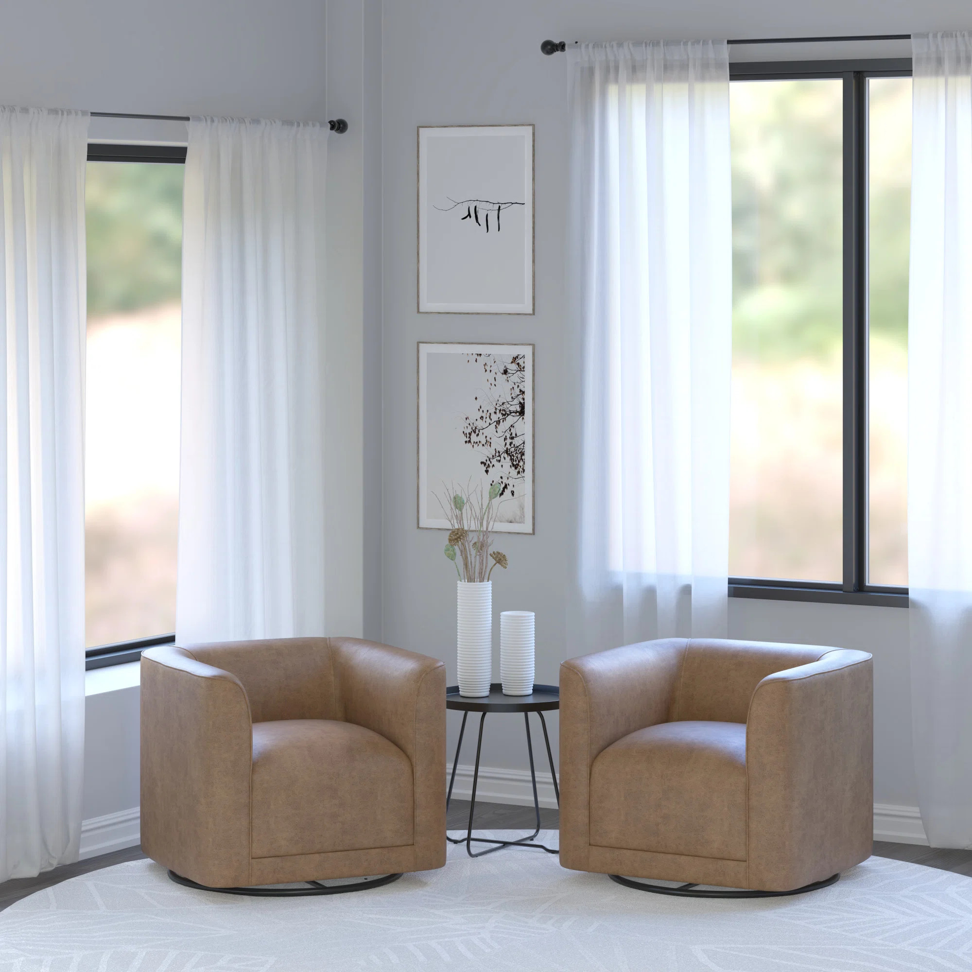 Polyester Swivel Barrel Chair, Set Of 2 | Wayfair North America