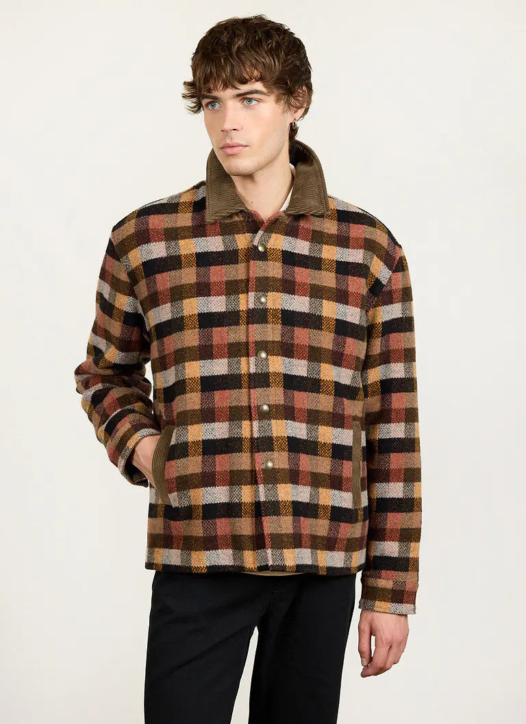 Dovetail Popper Overshirt | Wool | Multi | Percival Menswear