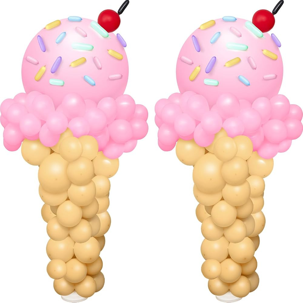 354 Pcs Ice Cream Balloon Column Kit, 70" Ice Cream Birthday Party Decorations for Kids Girls wit... | Amazon (US)