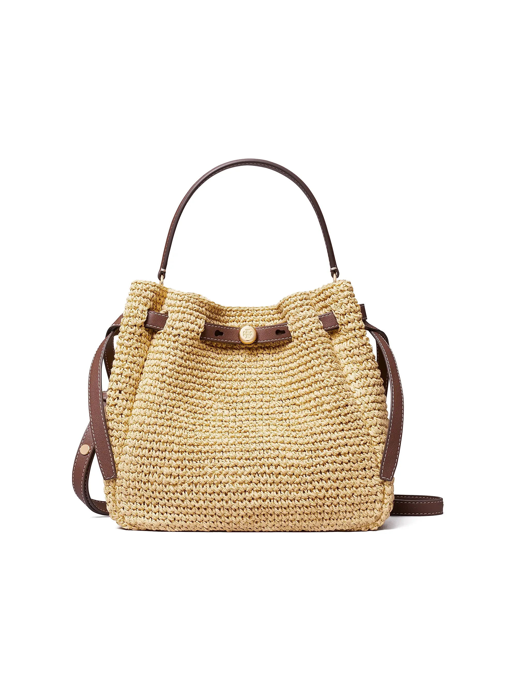 Tory Burch Romy Straw Bucket Bag | Saks Fifth Avenue | Saks Fifth Avenue