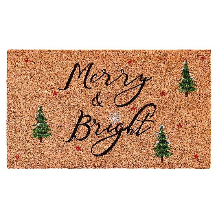 Natural Merry Bright Tree Coir Doormat, 29 in. | Kirkland's Home