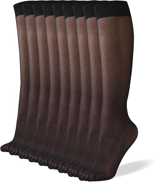 9 Pack Women's Knee High Stocking Nylon Pantyhose Socks with Energizing Support | Amazon (UK)